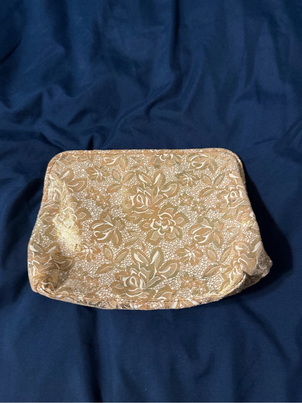 HOBO Metallic Gold Floral Makeup Pouch
